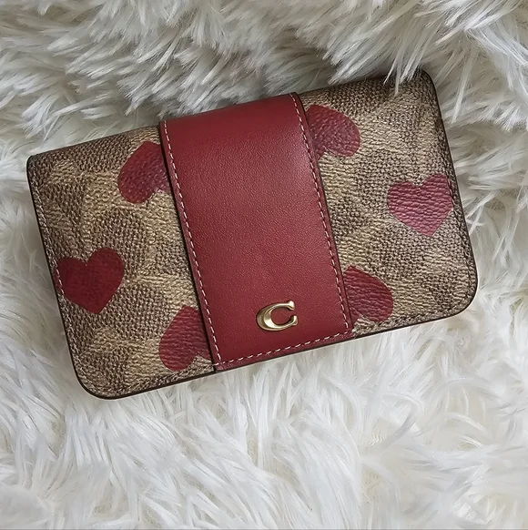 Coach Signature Heart Print Slim Card Case Wallet - Picture 10 of 11